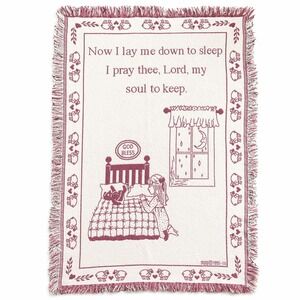 Vtg 1991 Bed Time Prayer Now I Lay Me Down To Sleep Crib Tapestry Woven Blanket